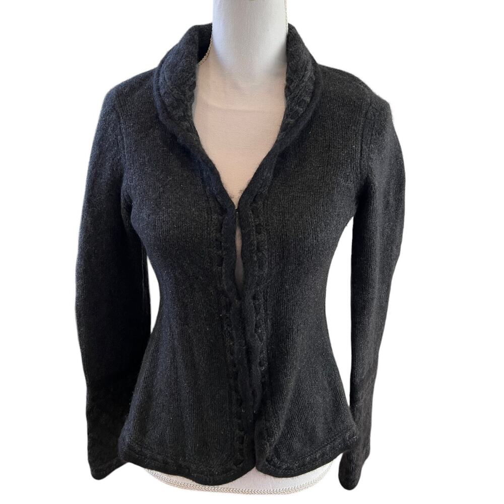 Mariele Waithe Cashmere Cardigan Sweater Charcoal Gray *Repair M